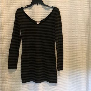 Long sleeve dark gray and black stripe top
